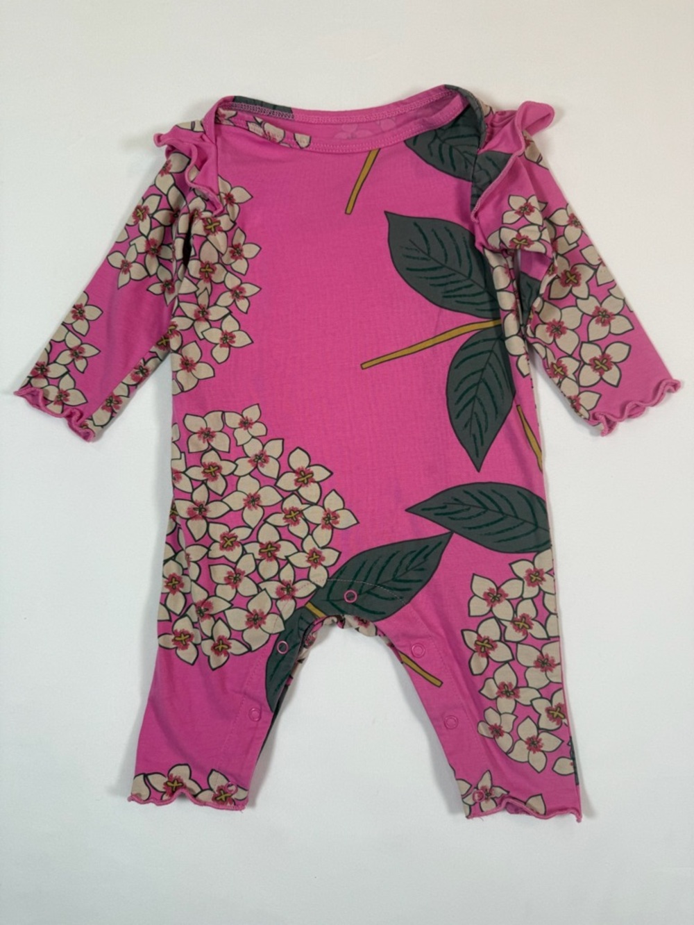 TEA COLLECTION Floral Baby Romper Pink Botanical Cute Ruffle Sleeve Outfit 0-3M